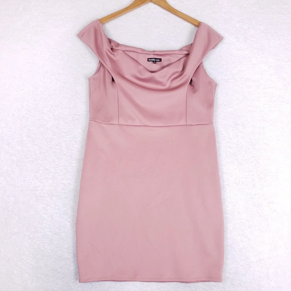 Charlotte Russe‎ Bodycon Dress Womens 1X Off Shoulder Cowl Neck Pink Clubwear